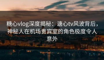 糖心vlog深度揭秘：溏心tv风波背后，神秘人在机场贵宾室的角色极度令人意外