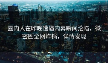圈内人在昨晚遭遇内幕瞬间沦陷，微密圈全网炸锅，详情发现
