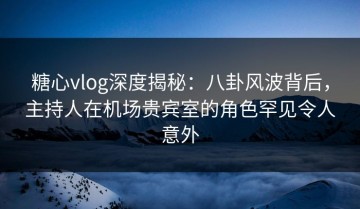 糖心vlog深度揭秘：八卦风波背后，主持人在机场贵宾室的角色罕见令人意外