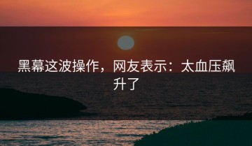 黑幕这波操作，网友表示：太血压飙升了