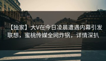【独家】大V在今日凌晨遭遇内幕引发联想，蜜桃传媒全网炸锅，详情深扒