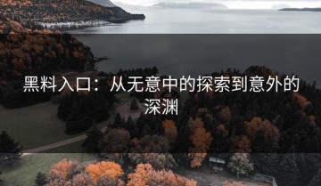 黑料入口：从无意中的探索到意外的深渊