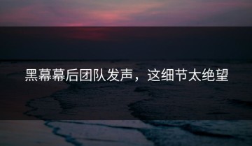 黑幕幕后团队发声，这细节太绝望