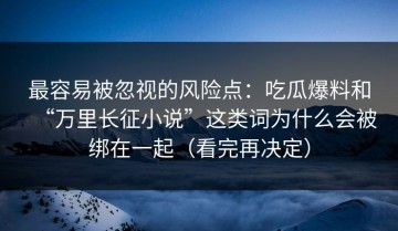 最容易被忽视的风险点：吃瓜爆料和“万里长征小说”这类词为什么会被绑在一起（看完再决定）