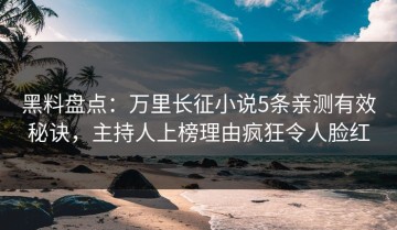 黑料盘点：万里长征小说5条亲测有效秘诀，主持人上榜理由疯狂令人脸红