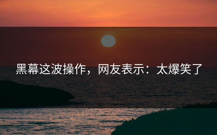 黑幕这波操作，网友表示：太爆笑了
