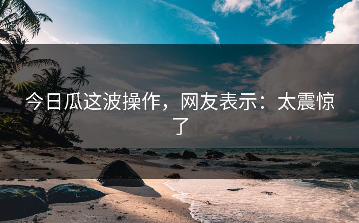 今日瓜这波操作，网友表示：太震惊了