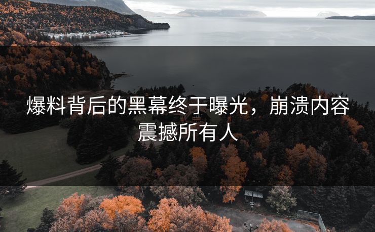 爆料背后的黑幕终于曝光，崩溃内容震撼所有人