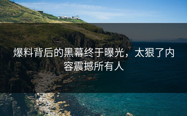 爆料背后的黑幕终于曝光，太狠了内容震撼所有人