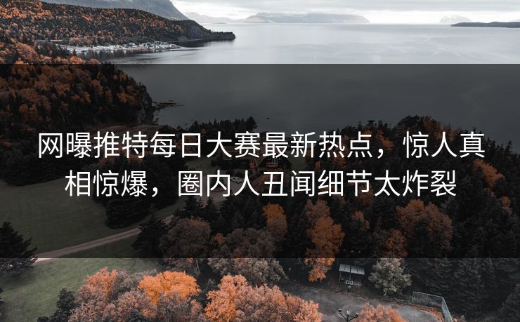 网曝推特每日大赛最新热点，惊人真相惊爆，圈内人丑闻细节太炸裂