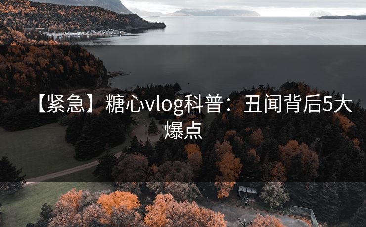 【紧急】糖心vlog科普：丑闻背后5大爆点