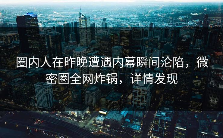 圈内人在昨晚遭遇内幕瞬间沦陷，微密圈全网炸锅，详情发现
