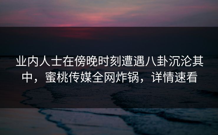 业内人士在傍晚时刻遭遇八卦沉沦其中，蜜桃传媒全网炸锅，详情速看