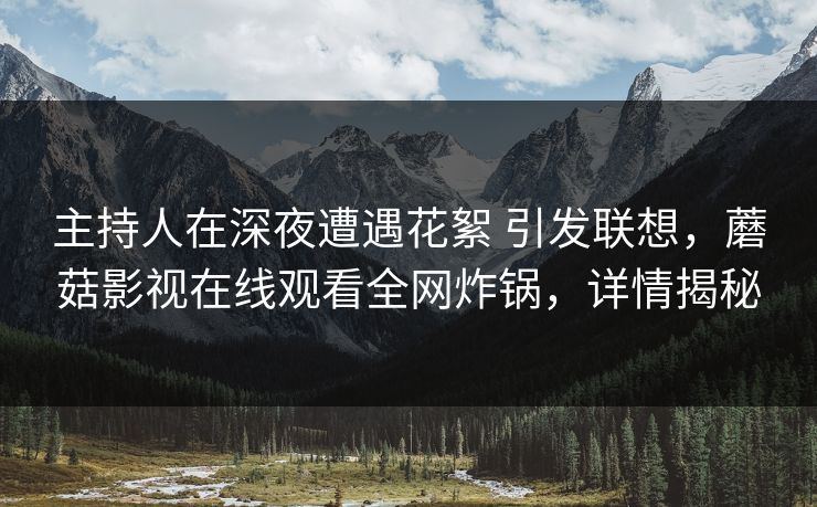 主持人在深夜遭遇花絮 引发联想,蘑菇影视在线观看全网炸锅,详情揭秘 主持人在深夜遭遇花絮 引发联想,蘑菇影视在线观看全网炸锅,详情揭秘